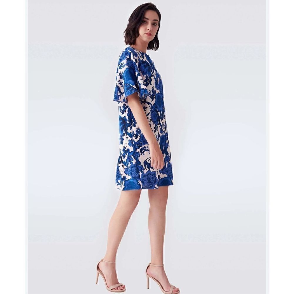 Diane von Furstenberg Arlene Mini Dress in Blue & White NWT Size Small